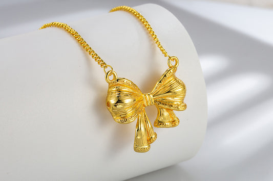 Chansonryth Christmas Gifts Stocking Stuffers for Women Dainty Bow Necklace 14K Gold Plated Cute Choker Small Pendant Charm Necklaces Teen Gift Trendy Stuff Personalized Jewelry