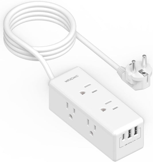 European Travel Plug Adapter with USB, WRXDMC Adapters for Travel Europe, US to Europe International Power Adapter Travel Essentials with 6 Outlets 3 USB for EU Spain France Germany Iceland Greece