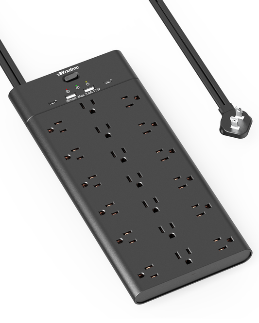 2 Prong Power Strip, WRXDMC 2 Prong to 3 Prong Outlet Adapter, 3600 Joules Surge Protector, 6 Feet Flat Plug Heavy Duty Extension Cord with 19 Widely Outlets, 4 USB Ports, 1875W, Black