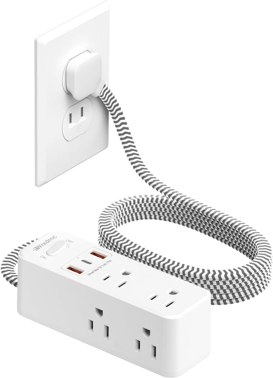 2 Prong Power Strip, WRXDMC 2 Prong to 3 Prong Outlet Adapter,1400J Two Prong Surge Protector,10ft Extension Cord, 6 AC Outlets with 1 USB C Ports and 2 USB A Port, Wall Mountable, Ideal for Old House