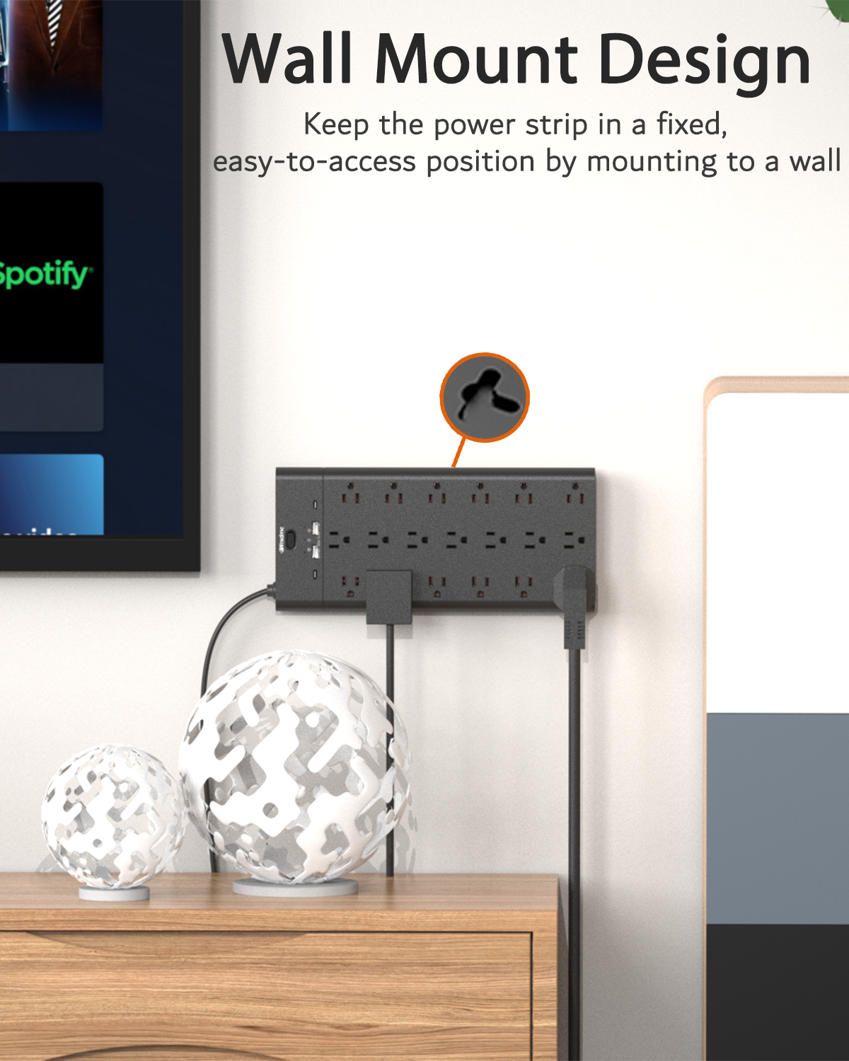 2 Prong Power Strip, WRXDMC 2 Prong to 3 Prong Outlet Adapter, 3600 Joules Surge Protector, 6 Feet Flat Plug Heavy Duty Extension Cord with 19 Widely Outlets, 4 USB Ports, 1875W, Black